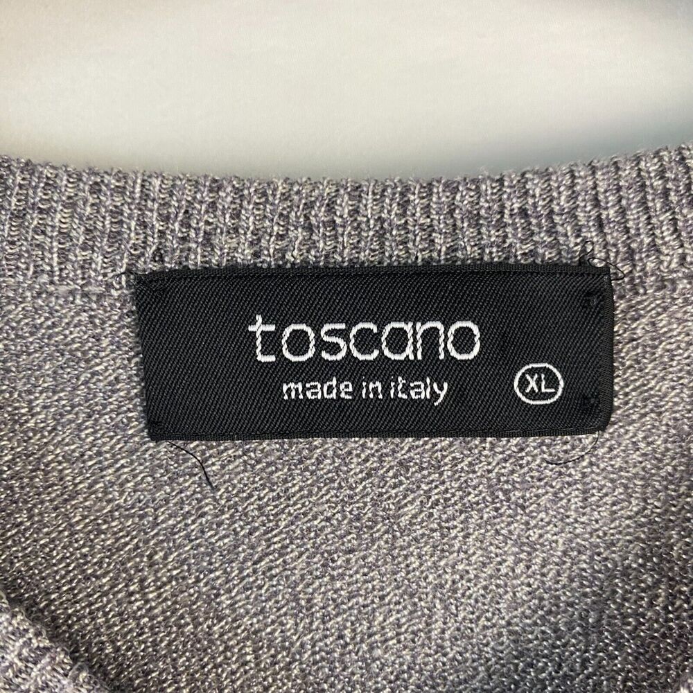 Toscano Men’s T shirt V neck Short Sleeve Gray Size XL Knit  Made in‎ Italy